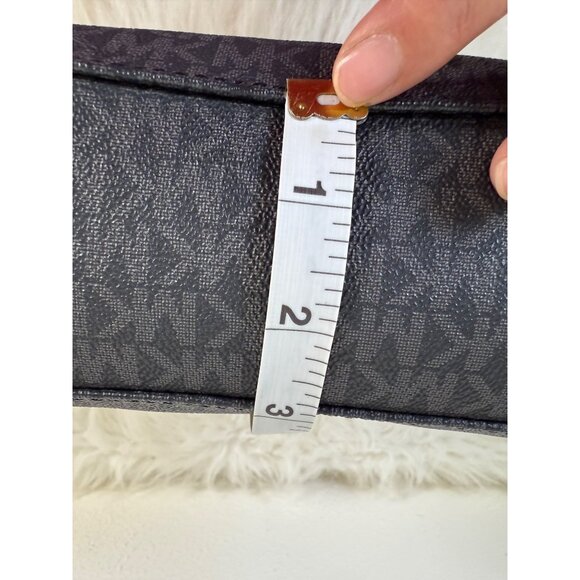 Michael Kors Jet Set Travel Large Messenger Bag Logo-Print Canvas Black/Silver - Picture 11 of 16